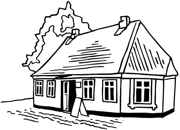 Sturdy little cottage vinyl sticker. Customize on line. Houses Homes Buildings 053-0163